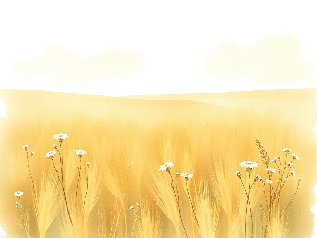 Watercolour of a golden wheat field with wildflowers